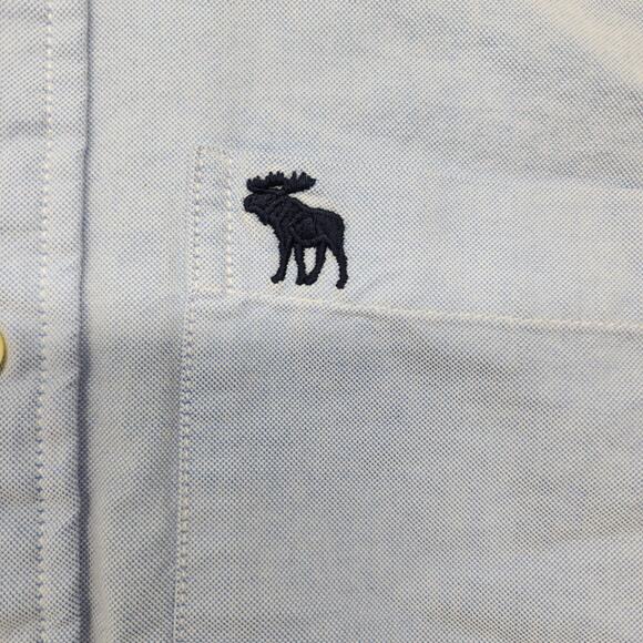 Abercrombie & Fitch Shirt Boys Medium Blue Oxford Button Down Muscle Fit Moose - Picture 8 of 14